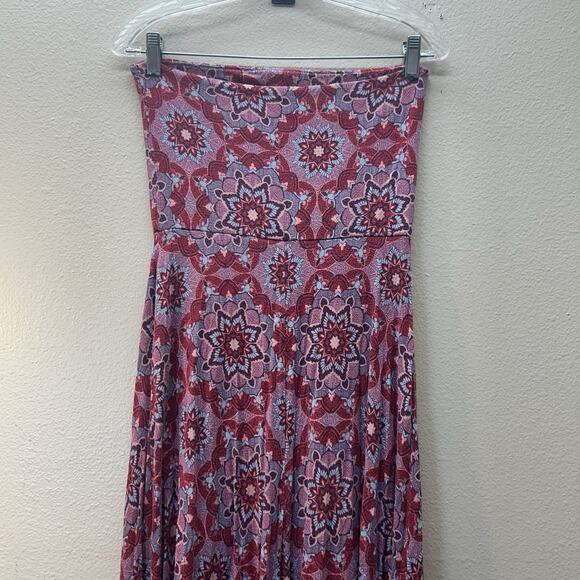 Mudd Dress Sz M Red Boho Print Strapless Maxi Mandala Strapless Y2K Tube Top - Picture 5 of 8